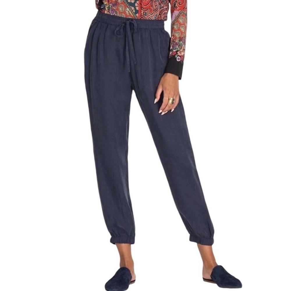 Johnny Was Olga Cozy Cupra Easy Jogger Pants Navy Blue Size Small
